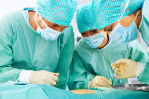 A medical team performing an operation